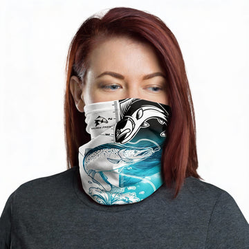 Maxcorners Salmon Fishing White Blue Water Neck Gaiter
