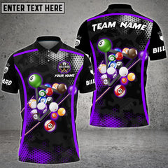 Maxcorners Billiards Camo Polygon Pattern Multicolor Option Customized Name 3D Shirt