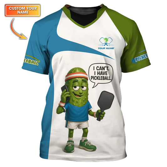 Maxcorners I Can’t I Have Pickleball Shirts, Custom Name Funny Pickleball Polos, Pickleball Shirt Gift for Men, LM0509