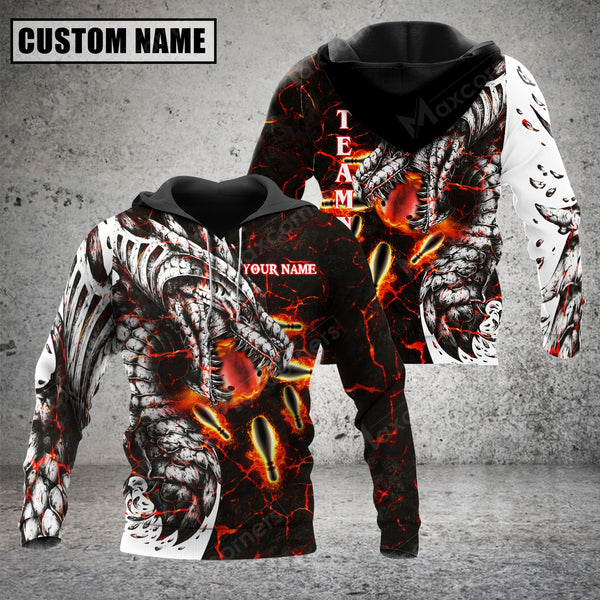 Maxcorners Magma Dragon Bowling And Pins Multicolor Option 3D Custom Name Shirt