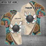 Maxcorners Bowling And Pins Mandala Pattern Multicolor Option Customized Name 3D Shirt