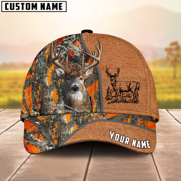 Maxcorners Deer Hunting Leather Pattern Personalized 3D Cap