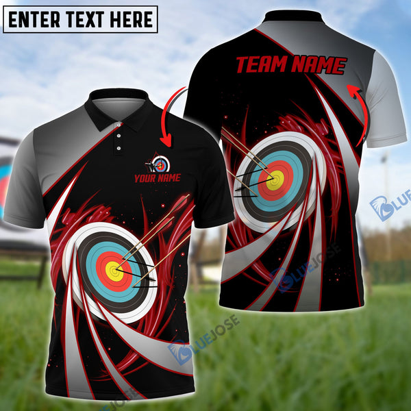 Maxcorners Flame Archery Tornado Pattern Customized Name 3D Shirt (4 Colors)