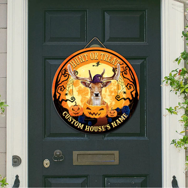 Maxcorners Sika Deer Halloween Wooden Sign