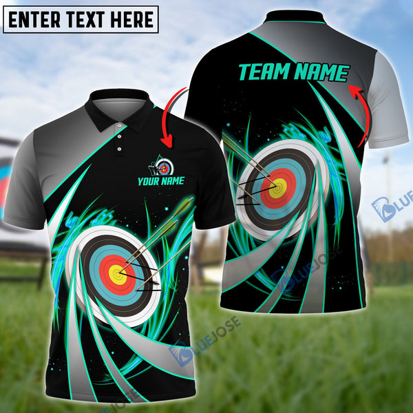 Maxcorners Flame Archery Tornado Pattern Customized Name 3D Shirt (4 Colors)