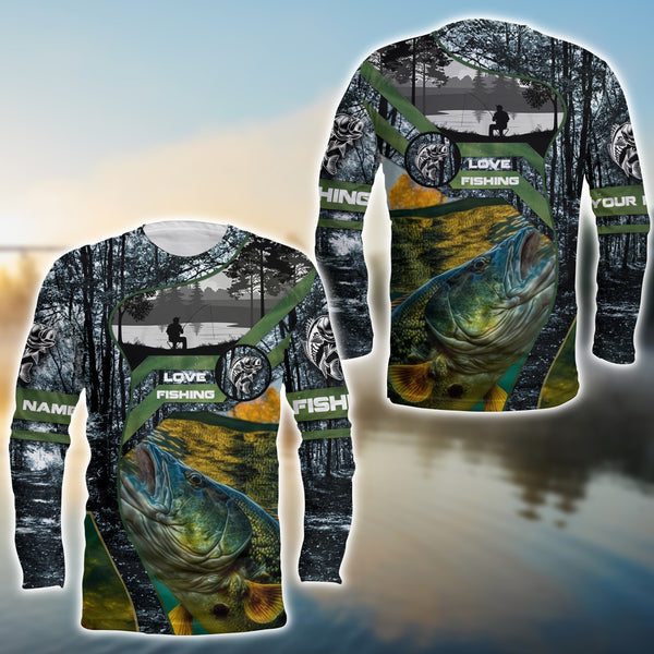 Maxcorners Bass Fishing Natural Customize Name 3D Shirts
