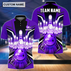 Maxcorners Bowling And Pins Multicolor Option Customized Name 3D Shirt