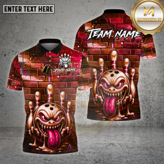 Maxcorners Bowling Ball Monster Brick Street Style Multioptions Personalized Name, Team Name Unisex 3D Shirt