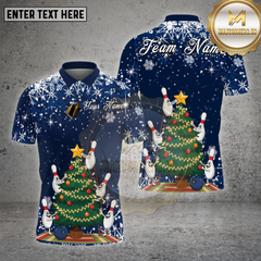 Maxcorners Bowling Christmas Tree Holiday Snow Multioptions Personalized Name, Team Name Unisex 3D Shirt