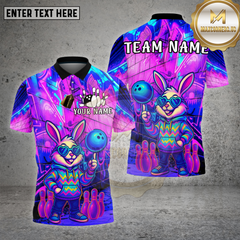 Maxcorners Bowling Bunny Neon Graffiti Street Glow Multioptions Personalized Name, Team Name Unisex 3D Shirt