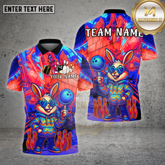Maxcorners Bowling Bunny Neon Graffiti Street Glow Multioptions Personalized Name, Team Name Unisex 3D Shirt