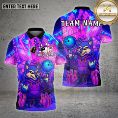Maxcorners Bowling Wolf Neon Graffiti Street Glow Multioptions Personalized Name, Team Name Unisex 3D Shirt