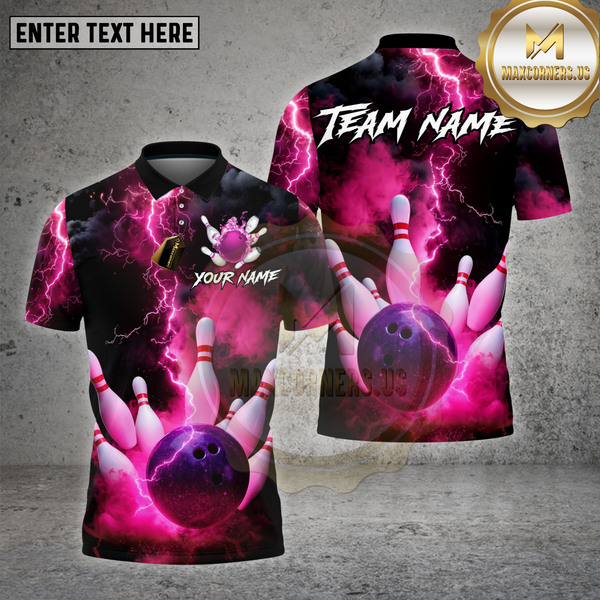 Maxcorners Bowling Lightning Strike Energy Multioptions Personalized Name, Team Name Unisex 3D Shirt