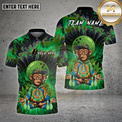 Maxcorners Bowling Monkey Green Leaf Tie Dye Chill Multioptions Personalized Name, Team Name Unisex 3D Shirt