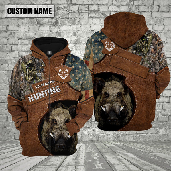 Maxcorners Custom Name Boar Hunting Shirt 3D All Over Printed Clothes