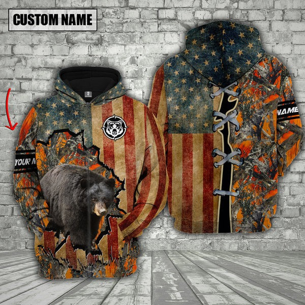 Maxcorners Custom Name Bear Hunting Shirt 3D All Over Printed Clothes