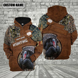 Maxcorners Custom Name Turkey Hunting Shirt 3D All Over Printed Clothes