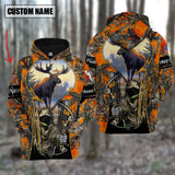 Maxcorners Custom Name Personalized Moose Hunting Orange Camo Shirt 3D All Over Printed Clothes