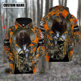 Maxcorners Custom Name Personalized Bear Hunting Orange Camo Shirt 3D All Over Printed Clothes