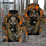 Maxcorners Custom Name Personalized Boar Hunting Orange Camo Shirt 3D All Over Printed Clothes