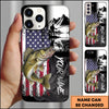 Maxcorners Fishing Patriotic USA Flag Mountain Angler Silhouette Personalized Name Phone Case (10 Fish Species)