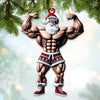 Maxcorners Custom Name Work Out Santa Ornament, Gymnastics Christmas Gift 2D Flat LM2211