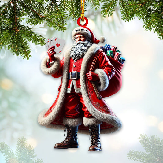 Maxcorners Santa Poker Christmas Home Decor Christmas Ornament, Personalized Ornament 2D Flat LM2211