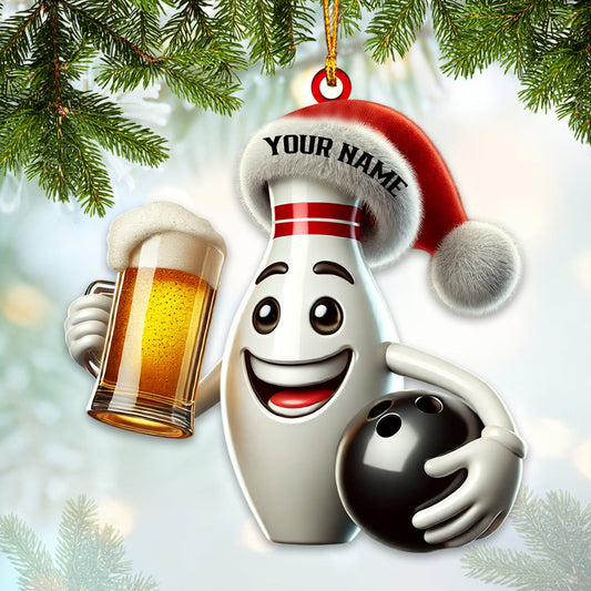 Maxcorners Custom Name Bowling Ornament, Bowling Christmas Gift Decoration 2D Flat LM2111