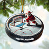 Maxcorners Custom Name Santa Hockey Ornament, Hockey Lover Christmas Gift 2D Flat LM2111