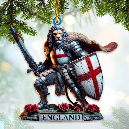 Maxcorners England Lion Warrior Ornament, Personalized Ornament 2D Flat LM2211