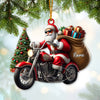 Maxcorners Custom Name Santa Bike Ornament, Santa Bike Christmas Gift 2D Flat LM2111