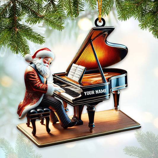 Maxcorners Custom Name Piano Santa Ornament, Christmas Gift Decoration65 2D Flat LM2111