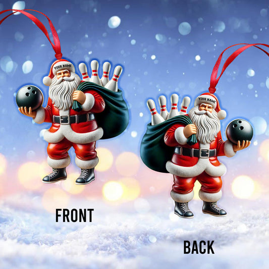 Maxcorners Bowling Santa Christmas Home Decor Christmas Ornament, Personalized Ornament 2D Flat LM2211