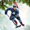 Maxcorners Custom Name and Photo Ice Hockey Ornament, Ice Hockey Lover Christmas Gift 2D Flat LM2111