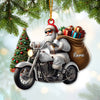 Maxcorners Custom Name Santa Bike Ornament, Santa Bike Christmas Gift 2D Flat LM2111