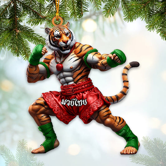 Maxcorners Custom Name Muay Thai Ornament, Muay Thai Santa Christmas Gift 2D Flat LM2211