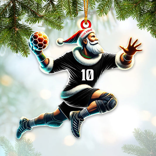 Maxcorners Custom Number Handball Santa Ornament, Christmas Gift for Handball Lover 2D Flat LM2211