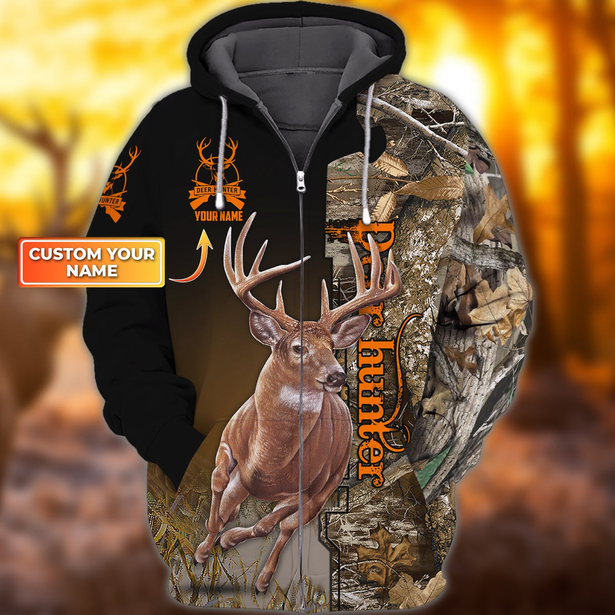 Maxcorners Custom Name Hunting Deer Hunter Shirt 3D All Over Printed Clothes