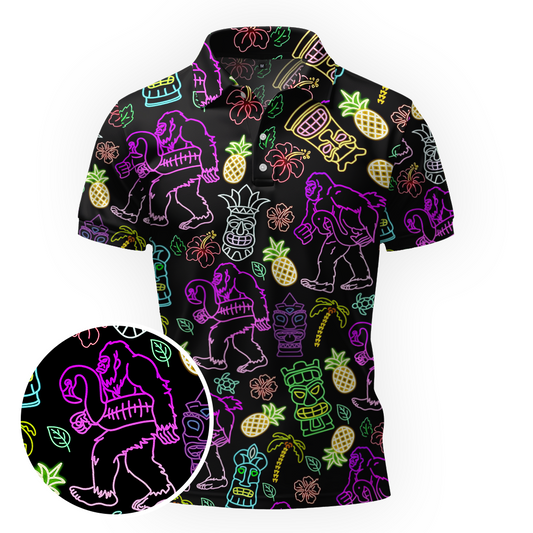 Maxcorners Bigfoot Tiki Vibes Golf Polo Shirt