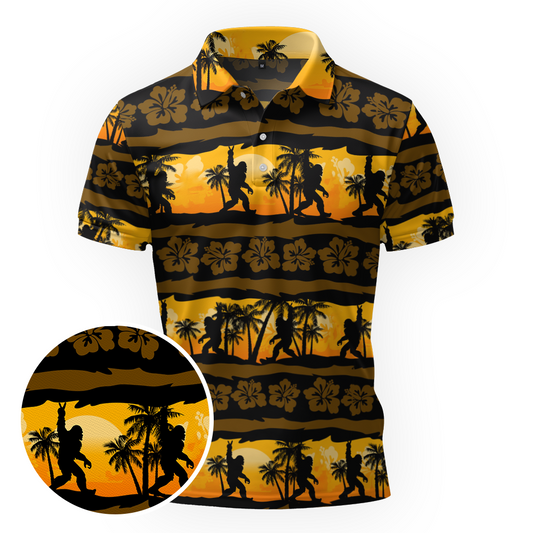 Maxcorners Sasquatch Tiki Torch Tour Golf Polo Shirt