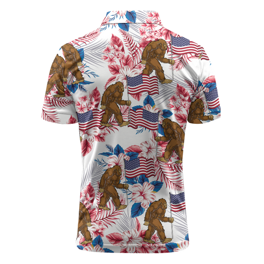 Maxcorners Bigfoot’s Floral Freedom Golf Polo Shirt