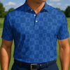 Maxcorners Blue Legend Check Golf Polo Shirt