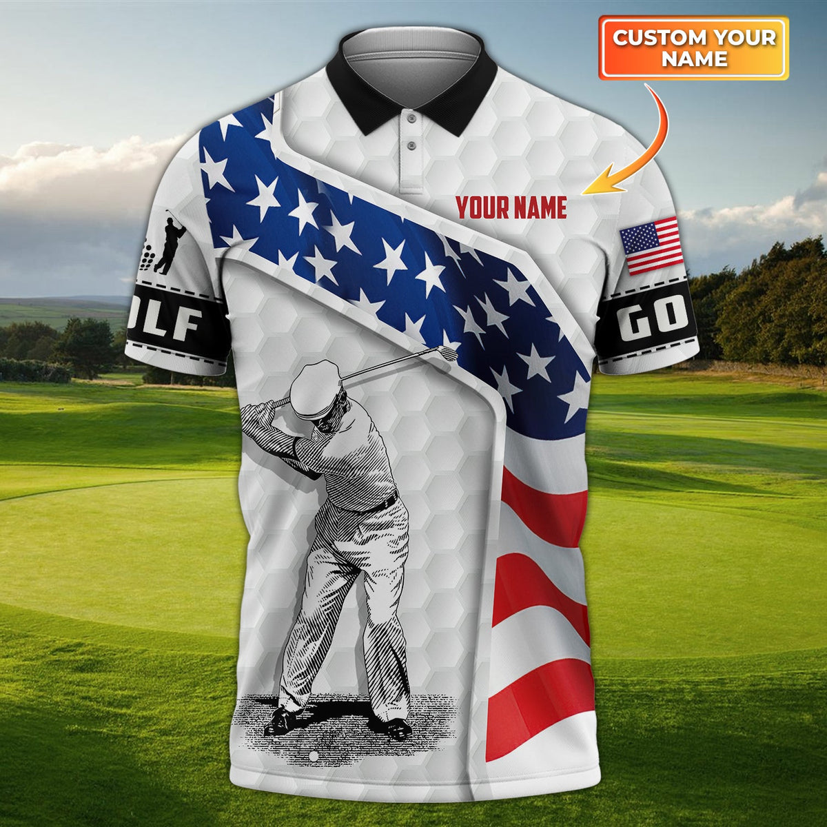 Maxcorners Golf American Customized Name 3D Shirt