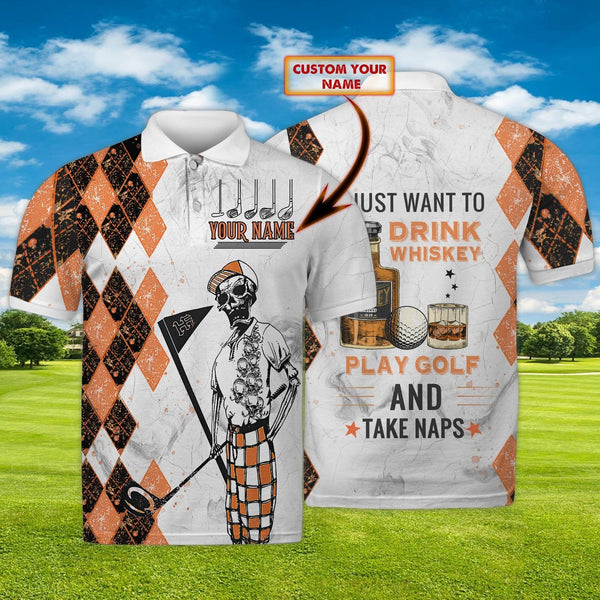 Maxcorners Golf And Whiskey Customized Name 3D Shirt