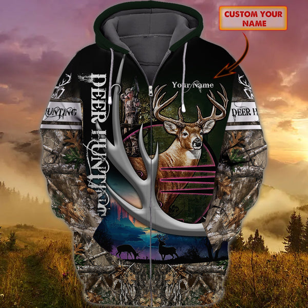 Maxcorners Custom Name Hunting Deer On Your Mark Shirt 3D All Over Printed Clothes