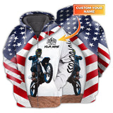 Maxcorners Motocross Biker America Customize Name 3D Shirts