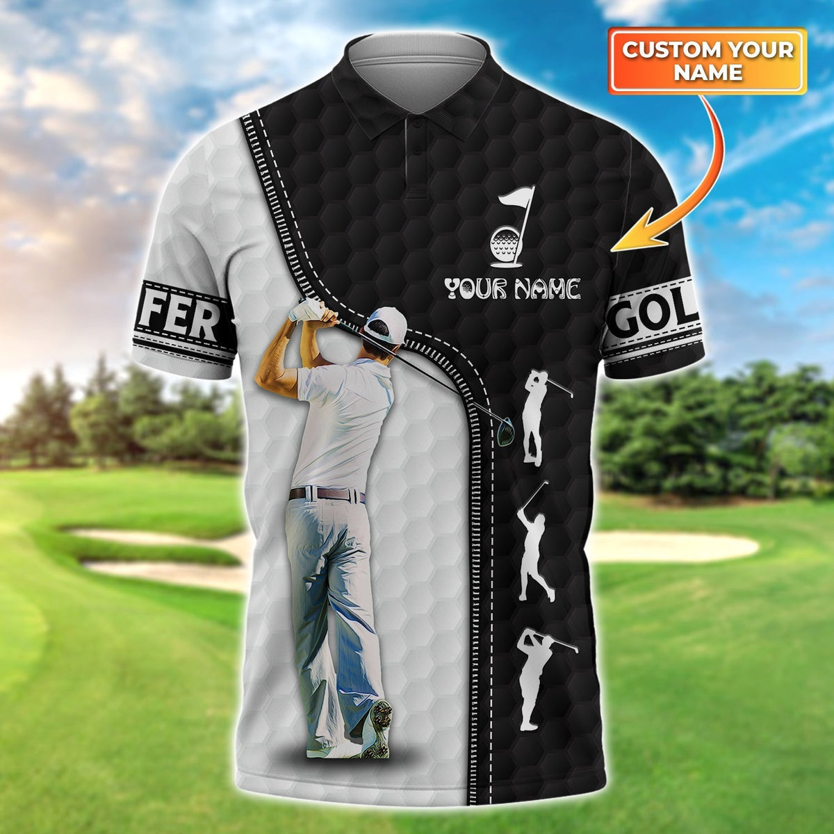 Maxcorners Golf Golfer 2 Customized Name 3D Shirt