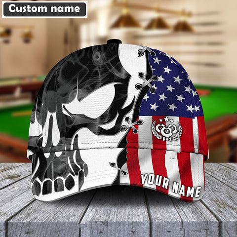 Maxcorners Billiards Skull Flag Personalized Name Cap