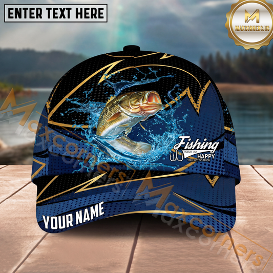 Maxcorners Fishing Water Splash Personalized Name, Team Name Classic 3D Cap (9 Breeds)