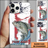 Maxcorners Fishing Patriotic Paint Splash Water Effect Personalized Name Phone Case (10 Fish Species)